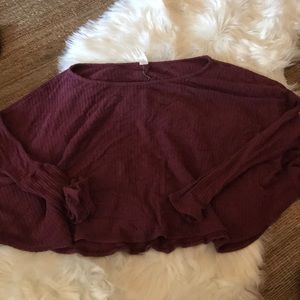 Burgundy poncho style sweater